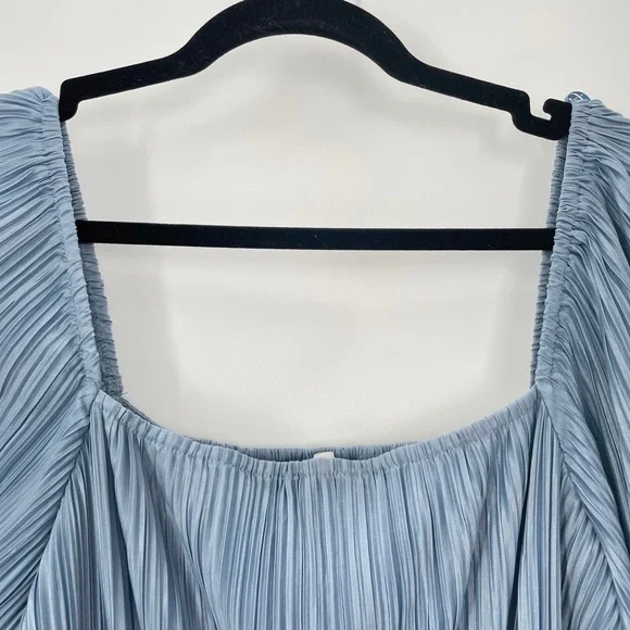 MOON RIVER Women's Light Blue Long Sleeve Pleated Cutout Midi Dress Size Large - Picture 10 of 14